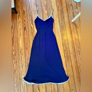 Handmade blue and cream midi dress